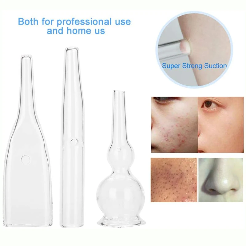 5 قطعة/المجموعة فراغ شفط الوجه المسام المطهر الأنابيب الزجاجية إزالة الرؤوس السوداء جهاز تجميل الوجه العناية بالبشرة اكسسوارات