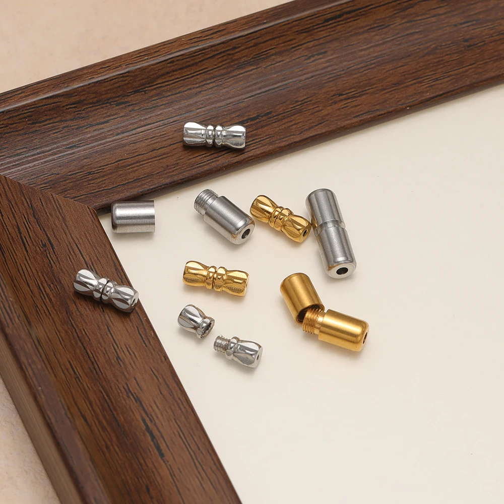 10 Stück Edelstahl-Röhrchenperlen, Kordeln, Seil-Schraubverschlüsse für DIY-Schmuckherstellung, geflochtene Armbänder, Halsketten, Ohrringe und Zubehör – Detail 4