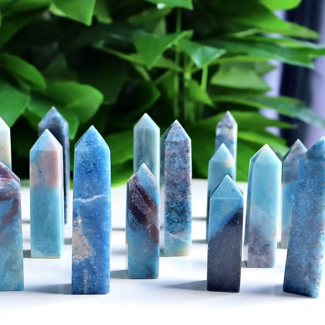 Natural Trolleite Crystal Tower  Blue Ocean Points Charka Healing Wands Home Decor