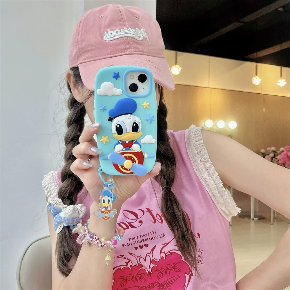 3D Cute Funny Cartoon Donald Duck Phone Case For iPhone 15 14 13 Pro Max 11 12 Pro Max Soft Silicone Cover