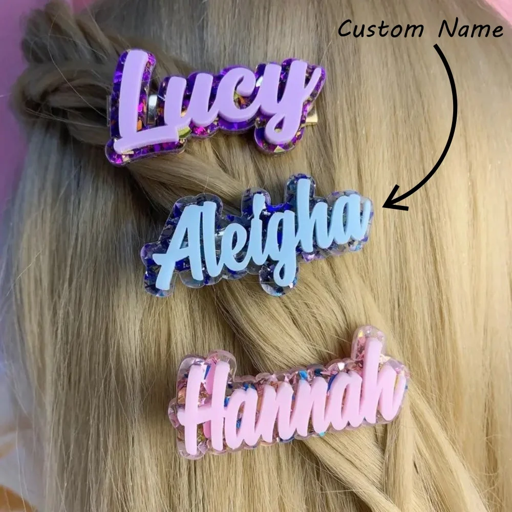 

Customized Name Hair Clip - 1pc Fashionably Simple Comfortable Color Name DIY Duckbill Clip for Daily Use Girl Hair Accessories