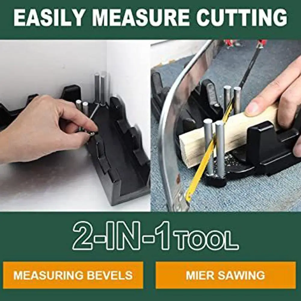 Bevel Gauge and Mitre Box 2-in-1 Mitre Measuring Cutting Tool Measure Bevels and Miter Sawing Angle Cutting Tool For Baseboards