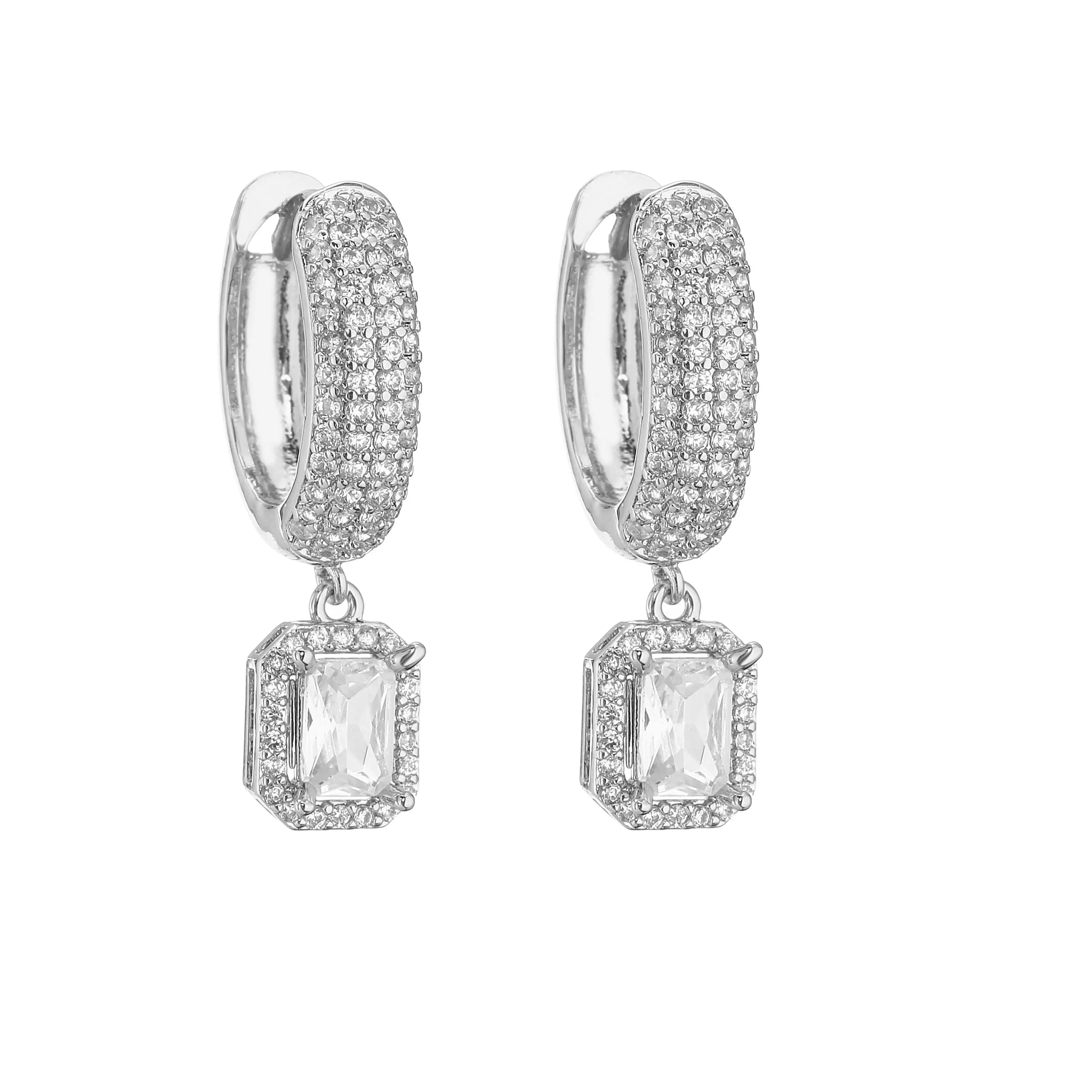 HECHENG,Square Circle Hoop Earrings For Women Luxury Brass 18K Gold Plated Earring 2023 Trend Elegant Jewelry Couple Gift