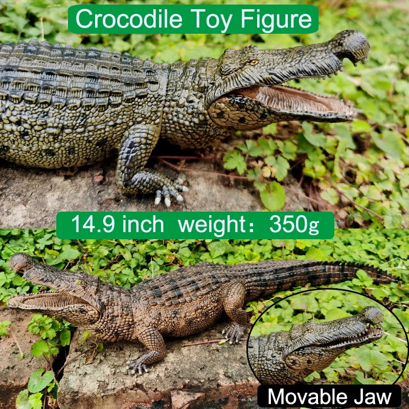 Crocodile Toy Figure,Wild Life Crocodile Figurine with Movable Jaw,for Education and Fun Play, for Boys and Girls
