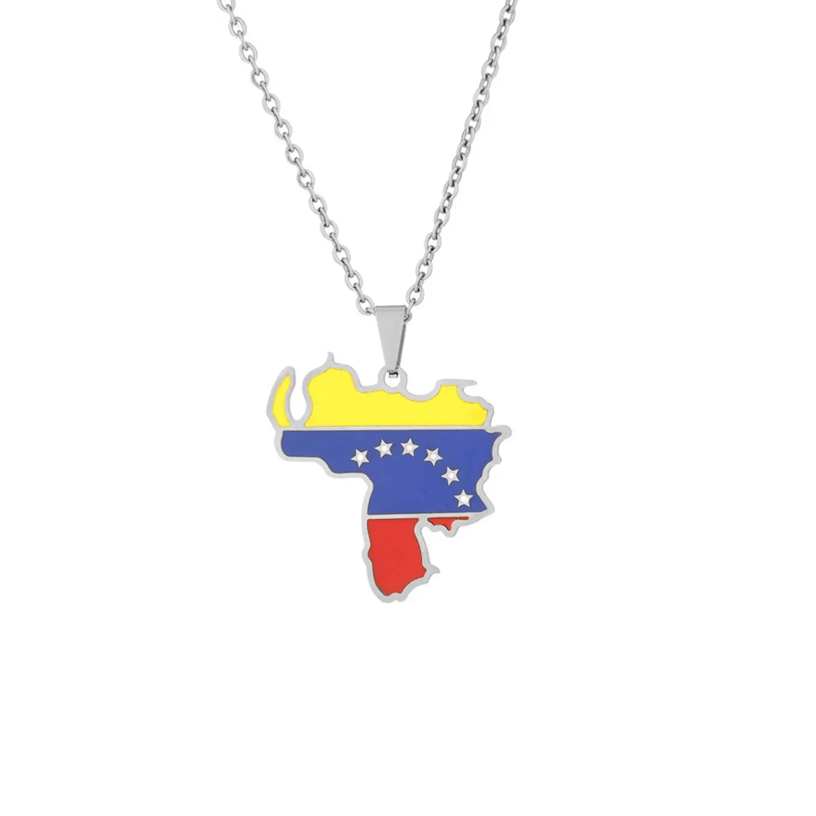 Halskette mit Anhänger und Venezuela-Karte, Flagge, für Damen und Herren, Edelstahl, Schmuck, Geschenk – Detail 3