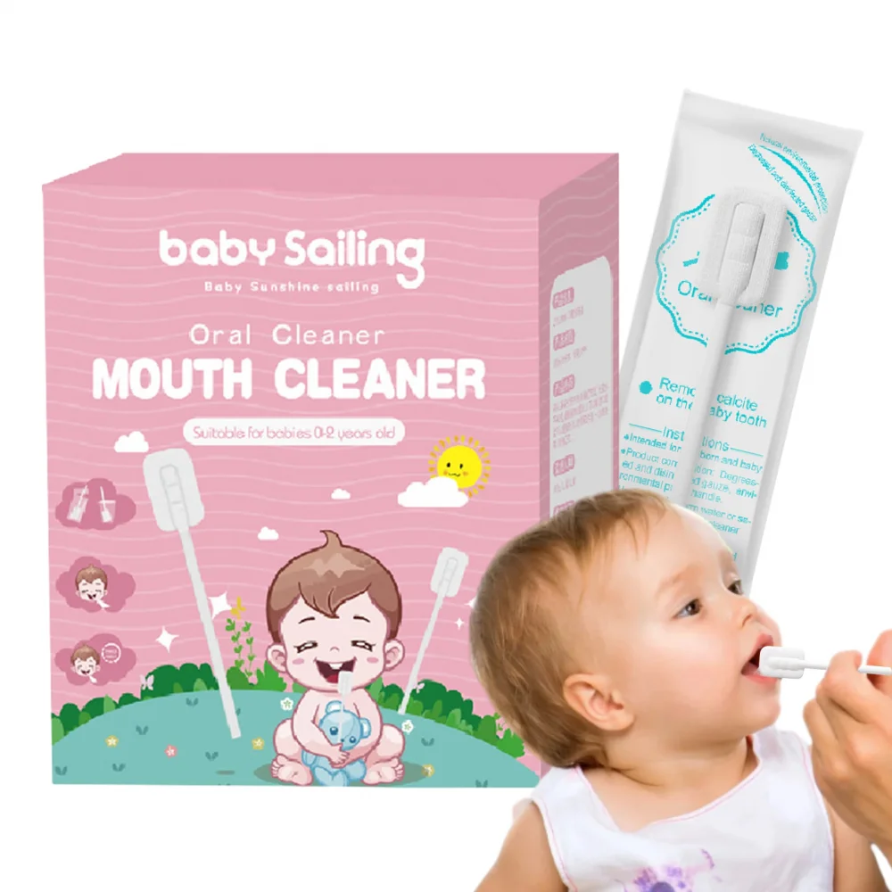 

Baby Oral Cleaner 30Pcs Tongue Cleaner Skim Gauze Portable Disposable Infant Gum Cleaner Gauze Flexible Toothbrush