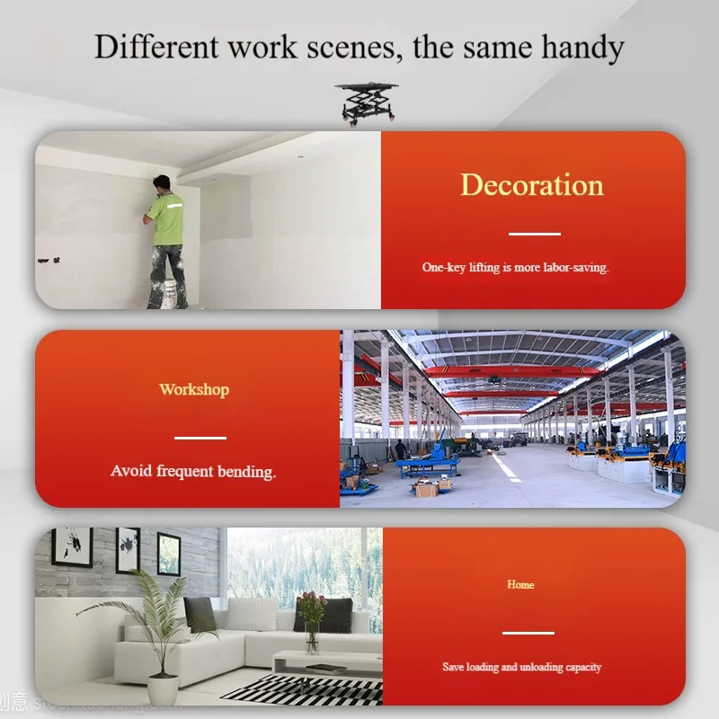 New Electric Lifting Horse Stool Folding Mobile Interior Decoration Tile Trolley Foot Lift Platform With Remote Control