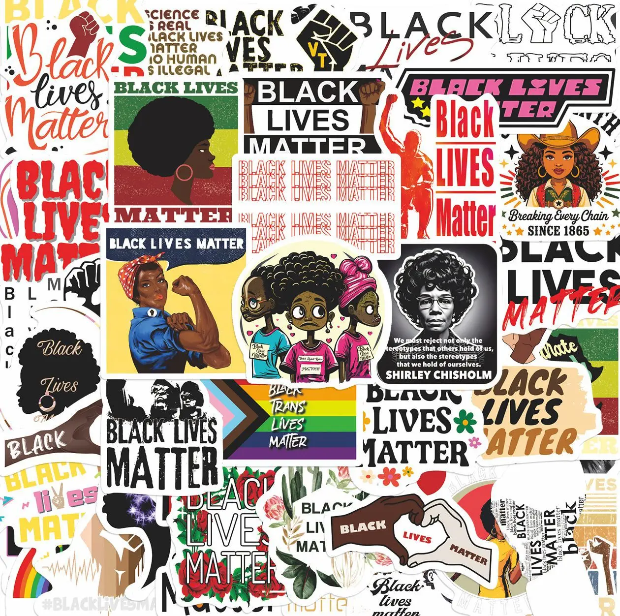 50PCS Cartoon BLACK LIVES MATTER Lustige süße Graffiti Aufkleber Dekorative Scrapbook Laptop Gepäck Aufkleber Spielzeug Geschenk
