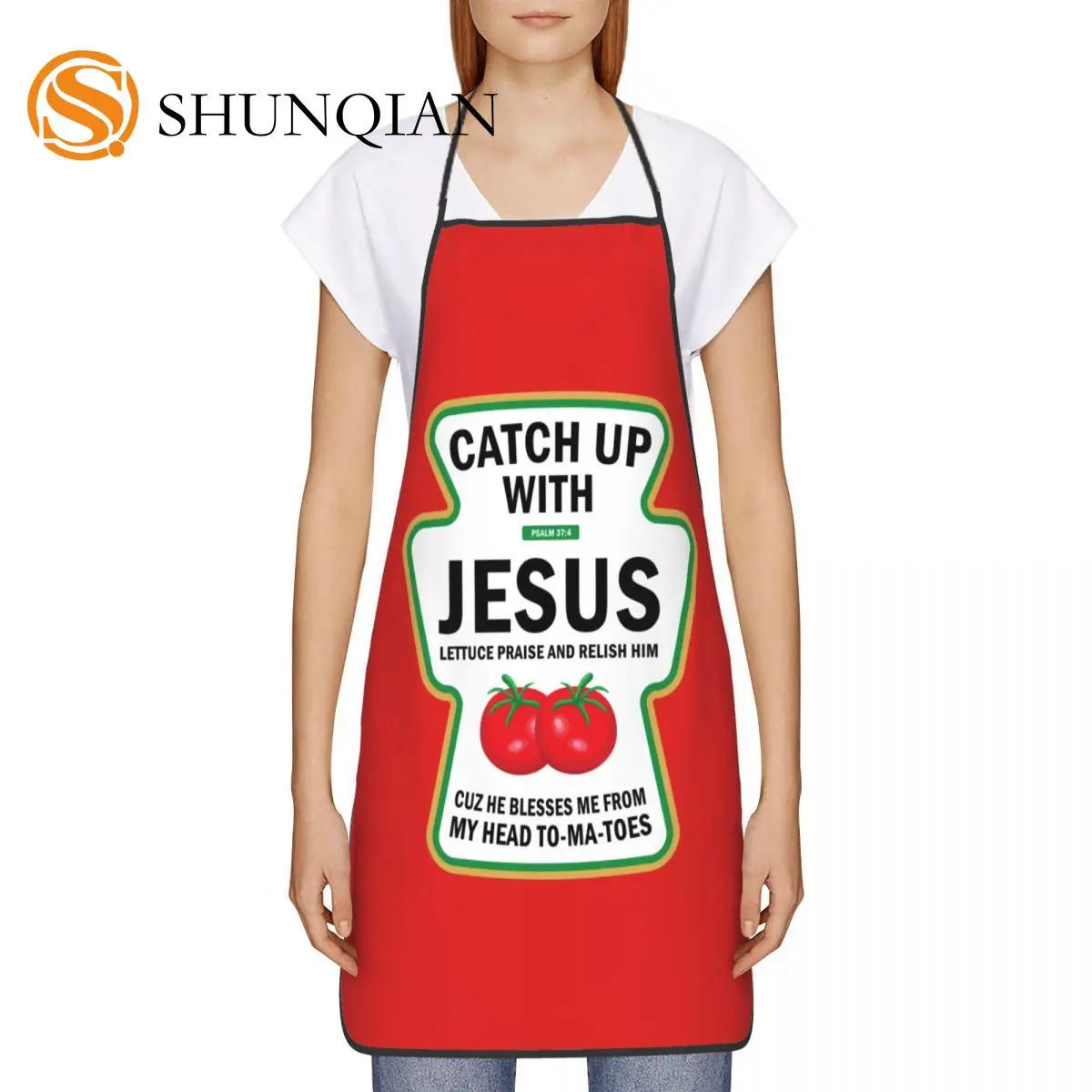 Funny Christian Ketchup Pun Food Meme Apron Adult Women Men Chef Tablier Cuisine for Cooking Kitchen Catch Up With Jesus