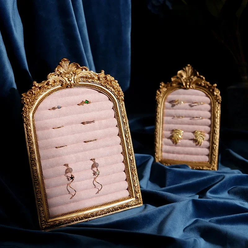 Vintage Jewelry Storage Shelf Velvet Earring Ring Shelves Jewelry Frame Display Shelves Home Decoration Display Cabinet 3