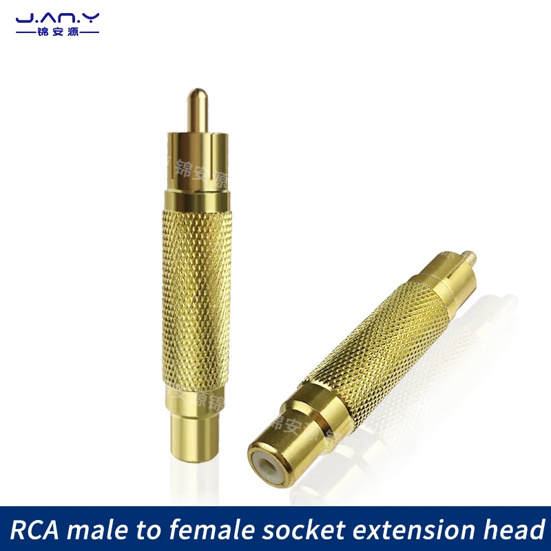 Copper plated RCA lotus male to female plug, coaxial extension connector for audio and video, AV plum blossom revolving female