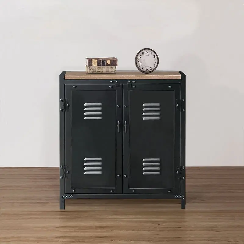 Loft industrial style dining side cabinet wrought iron tea table kitchen cupboard old restaurant preparation cabinet bucket cabi