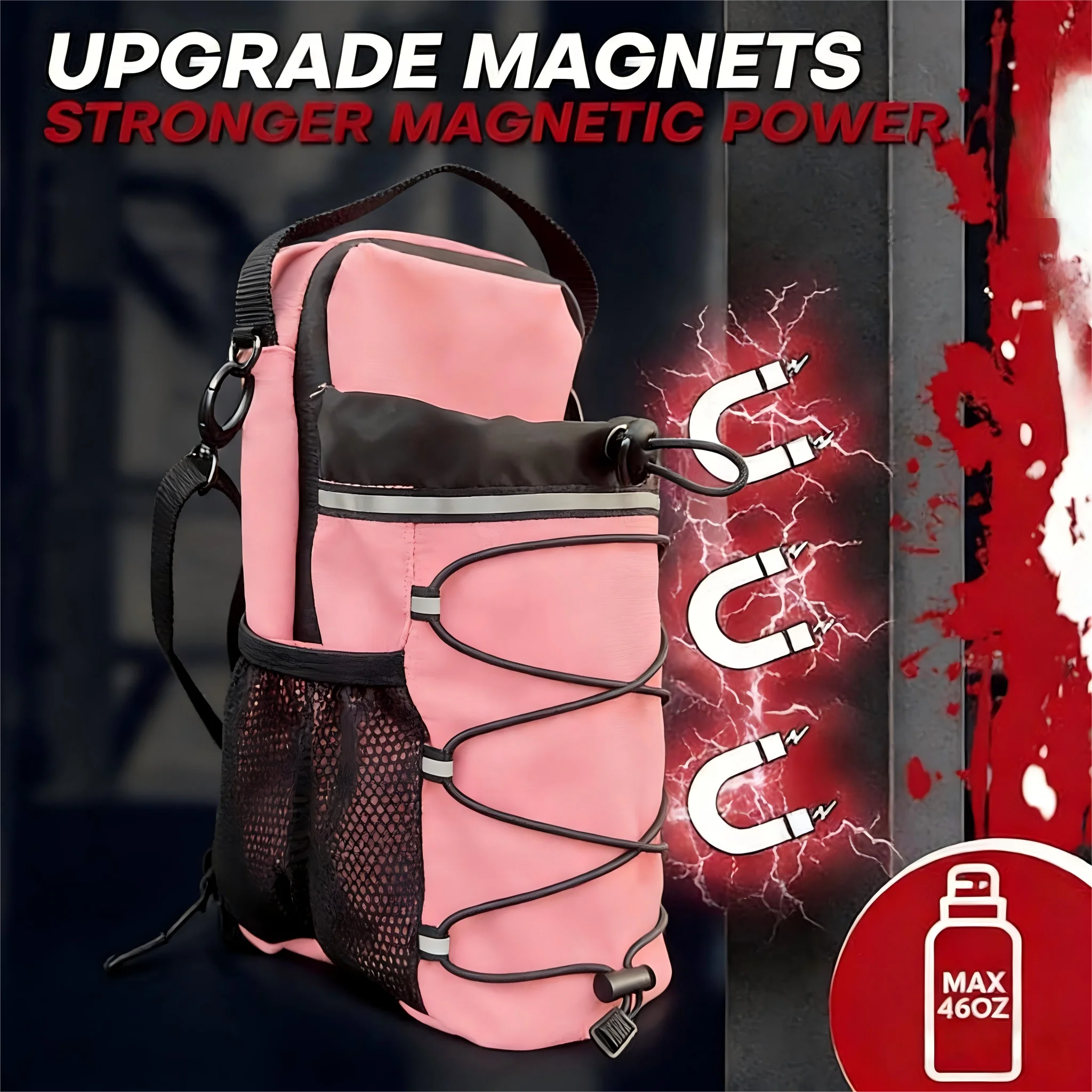 

Магнитная сумка для бутылки с водой для спортзала со съемным ремнем, вмещает до 3 фунтов, для фитнеса, аксессуаров для тренировок, телефона и ключей