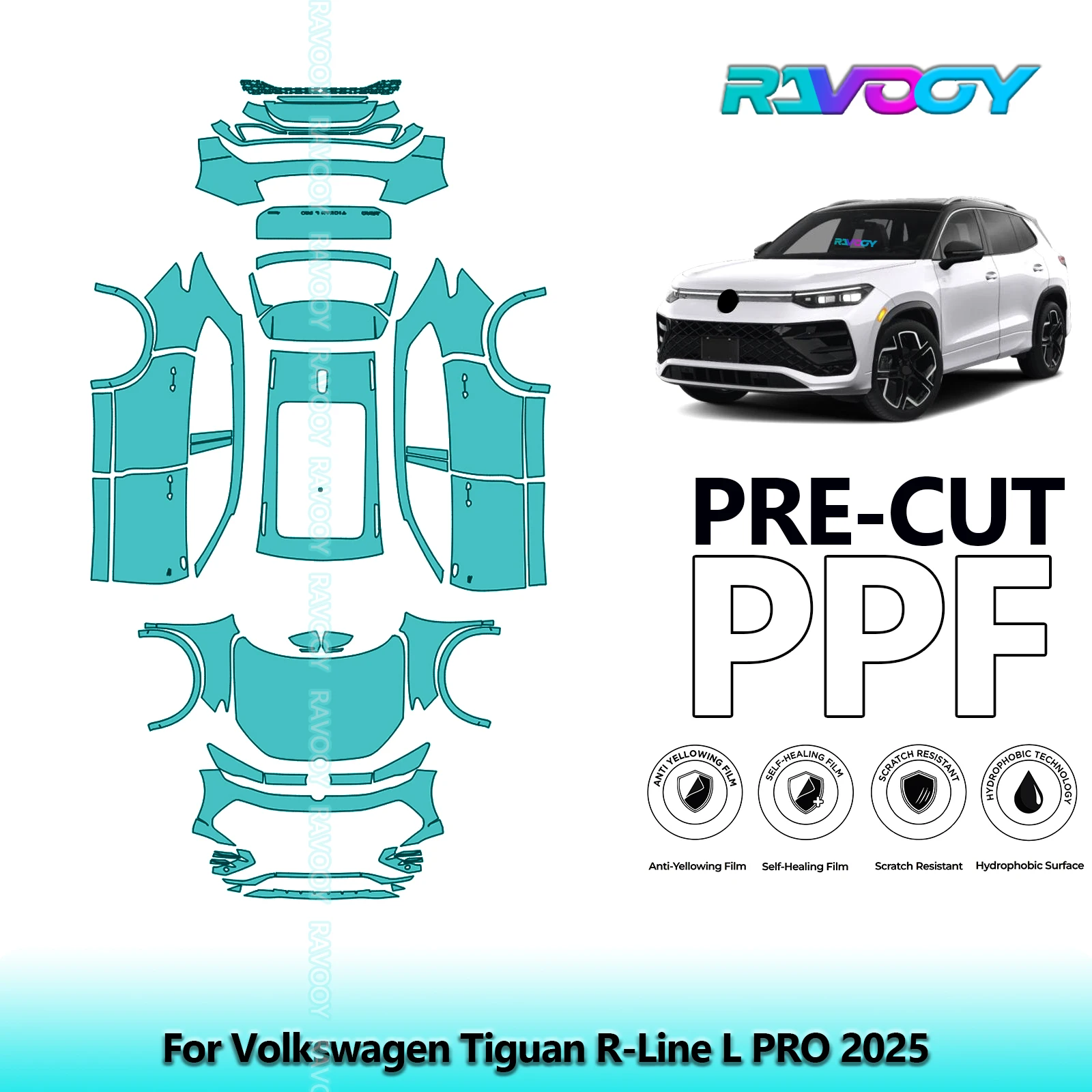 

Full Vehicle Clear Bra Precut PPF Paint Protection Film For Volkswagen Tiguan R-Line L PRO 2025