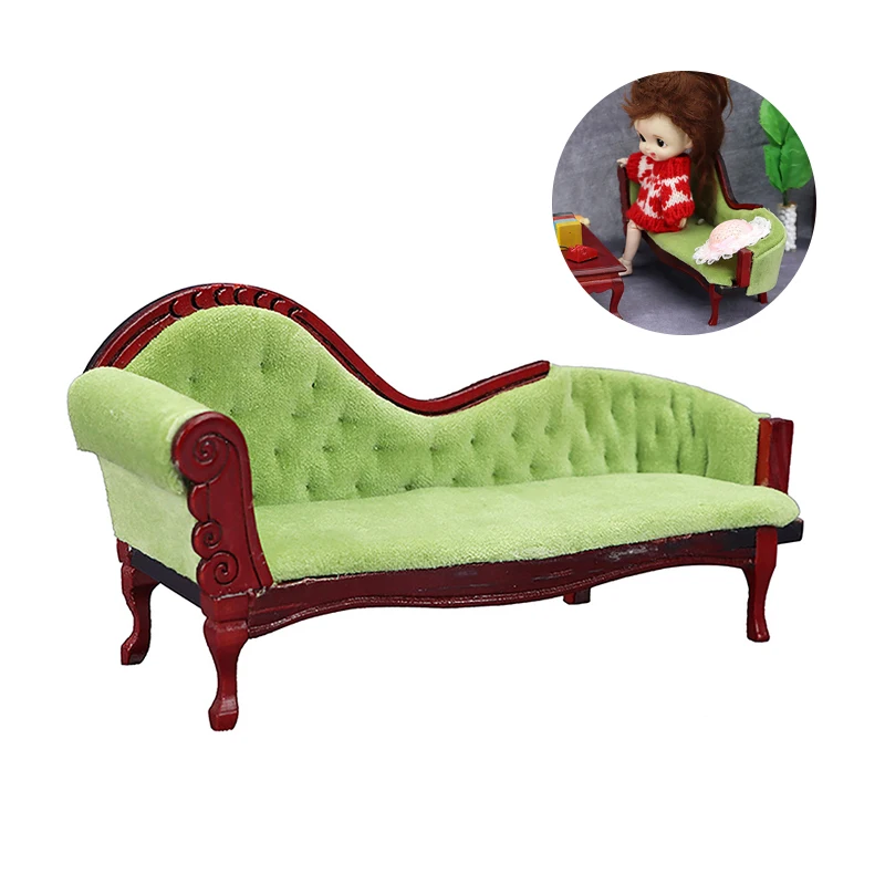 

1:12 Dollhouse Miniature Retro Sofa Imperial Concubine Couch Chair Mini Furniture Model Doll House Living Room Decor Accessories