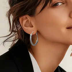 ChainsPro 40mm Hoop Earrings For Women Mesh Hoops 316L Stainless Steel Classic Mini Earring Valentine's Day Jewelry Gift for Her