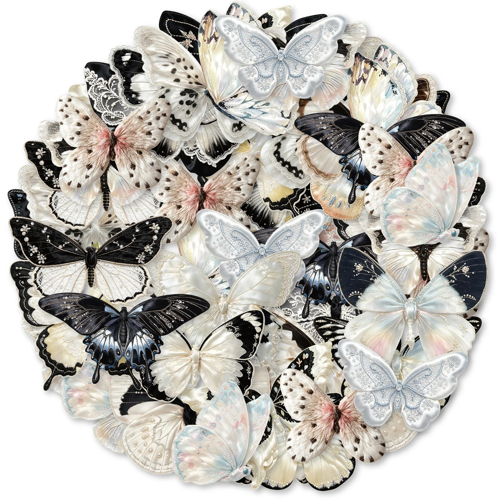 Etori Life 20Pcs Black and White Lace Butterfly Sticker Pack, Light Luxury Butterfly Pattern Gift Box Packaging Card Holder, Handmade DIY Decoration Materials Suitable for Laptops, Phone Backs, Handbags, Photo Albums, Skateboards, Postcards and Envelopes, Handmade Gift Paper Bags, Scrapbook Supplies, Room Decoration, Butterfly Enthusiasts, Artistic Aesthetics, Cycling Decals, Gifts for Friends