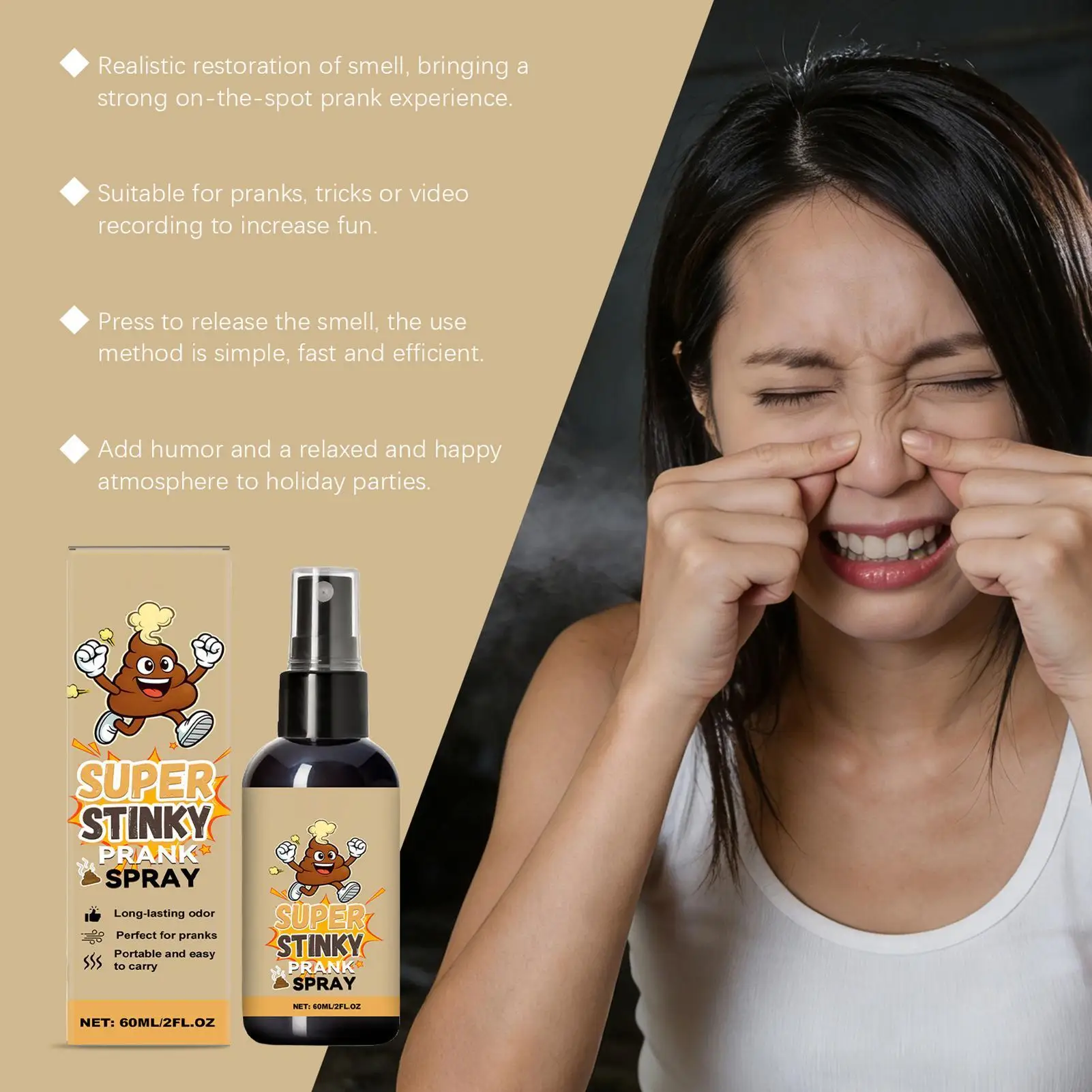 Stink Spray 60ml Liquid Stink Gag Prop Extra Strong Temporary Fart Spray for Kids Boys Girls Adults Party April Fool's Day
