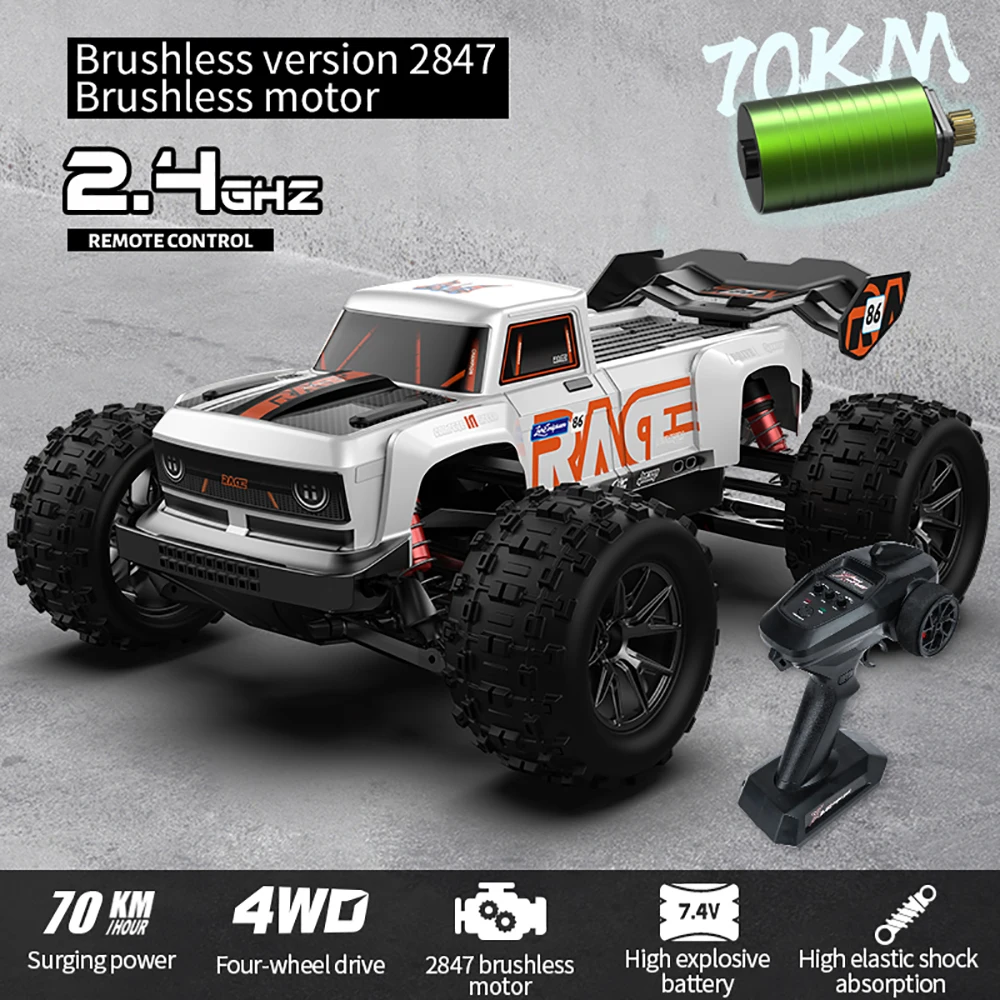 NEW Monster Truck1:16 70KM/H 4WD S910PRO RC Car With LED Remote Control Cars High Speed Drift for Kids VS Wltoys 144001 Toys