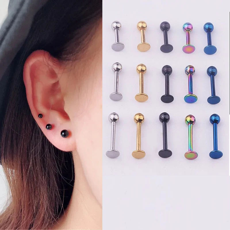 3/5Pcs 316L Stainless Steel Labret Piercing Jewelry, Lip Rings Nose Rings Nose Studs Cartilage Tragus Conch Earring Studs