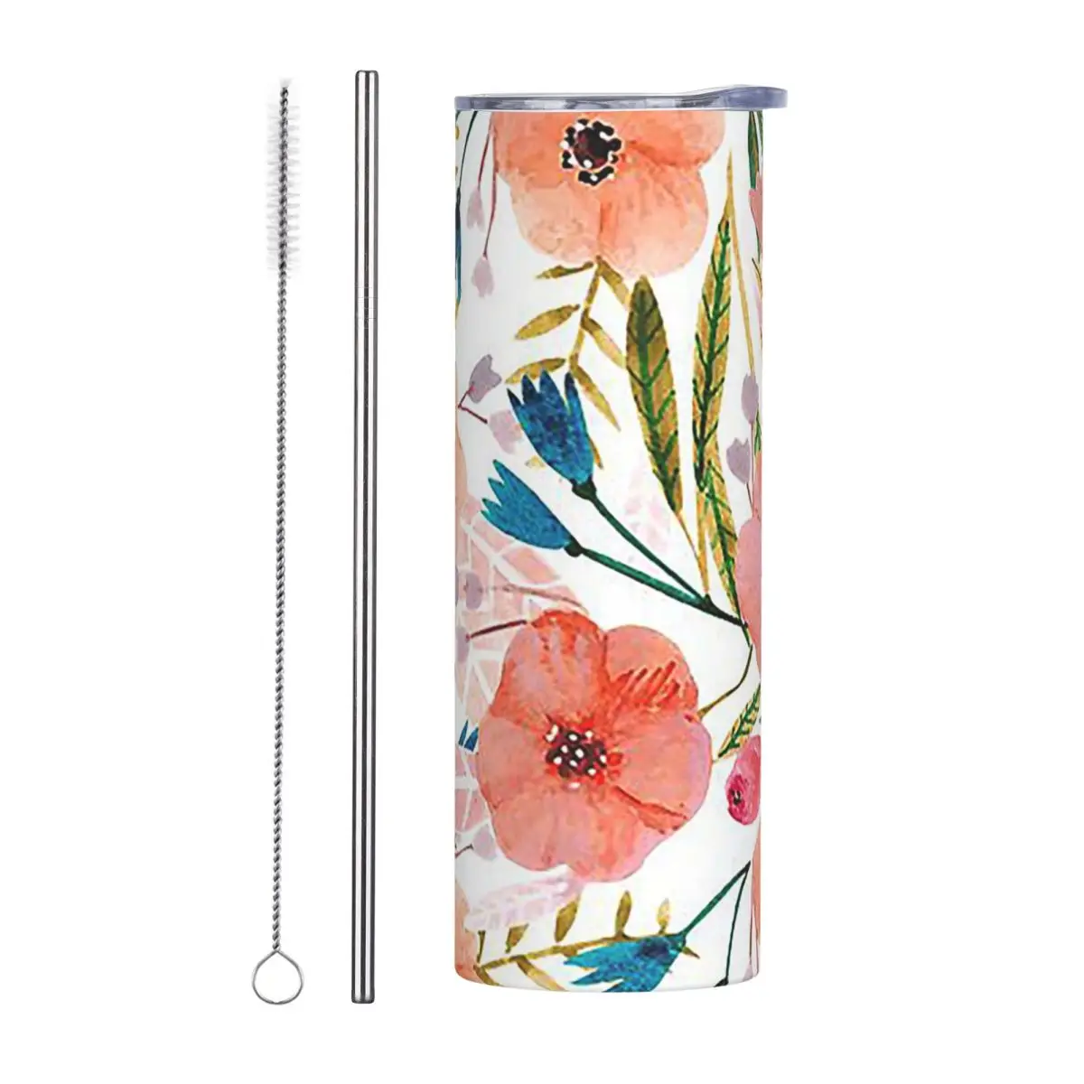 Floral Danc Stainless Steel Tumbler Vacuum Insulated Mug Thermal Cold Cups Straws With Lid 20oz