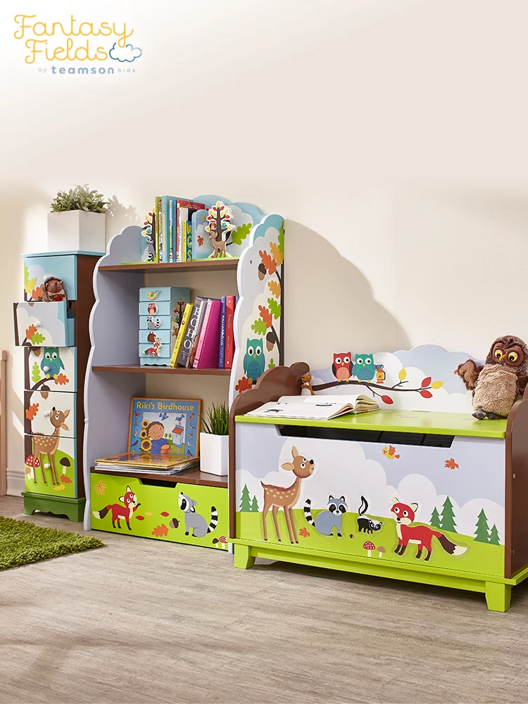 Kids room toy bookcase cartoon storage rack fantasy forest theme