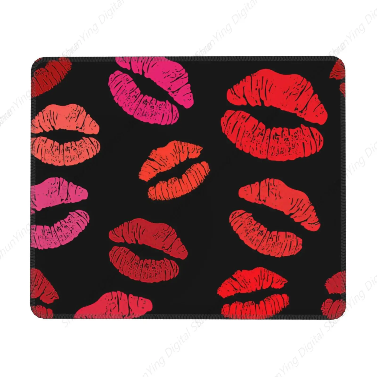 Lips Kiss Pattern Lock Edge Mouse Pad Anti Slip Rubber Computer Desktop Mouse Pad With Stitched Edges 18*22cm