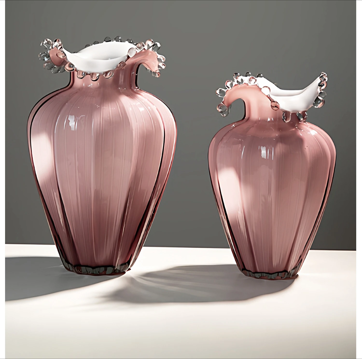 Three-dimensional striped glass vase water drop spray grape powder home decoration