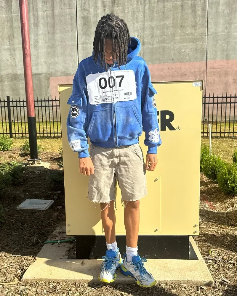 

America Fashion Patch Letter Embroidery Oversized Zipper Hoodies For Men And High Quality Women Y2K Harajuku Hip-Hop New Hoodies