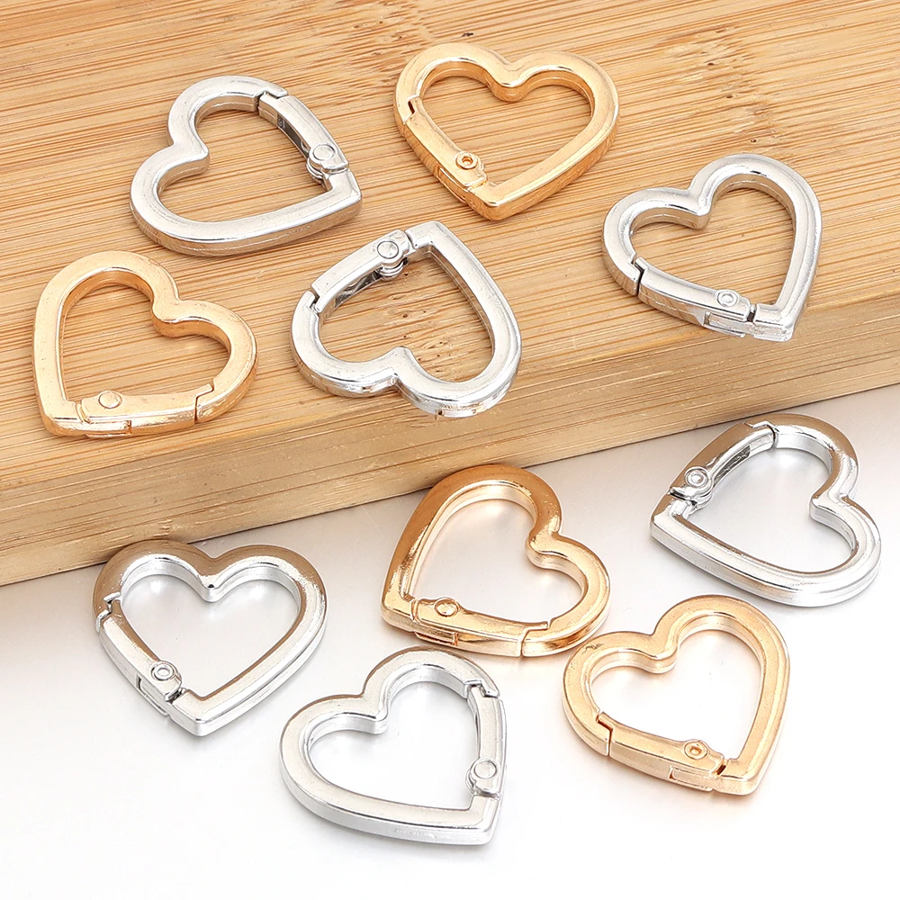 4-10pcs/lot Gold Color Zinc Alloy Heart Spring Clasps Oval Key Rings Bag Snap Hooks Key Chains Open Buckles DIY Jewelry Making view 4