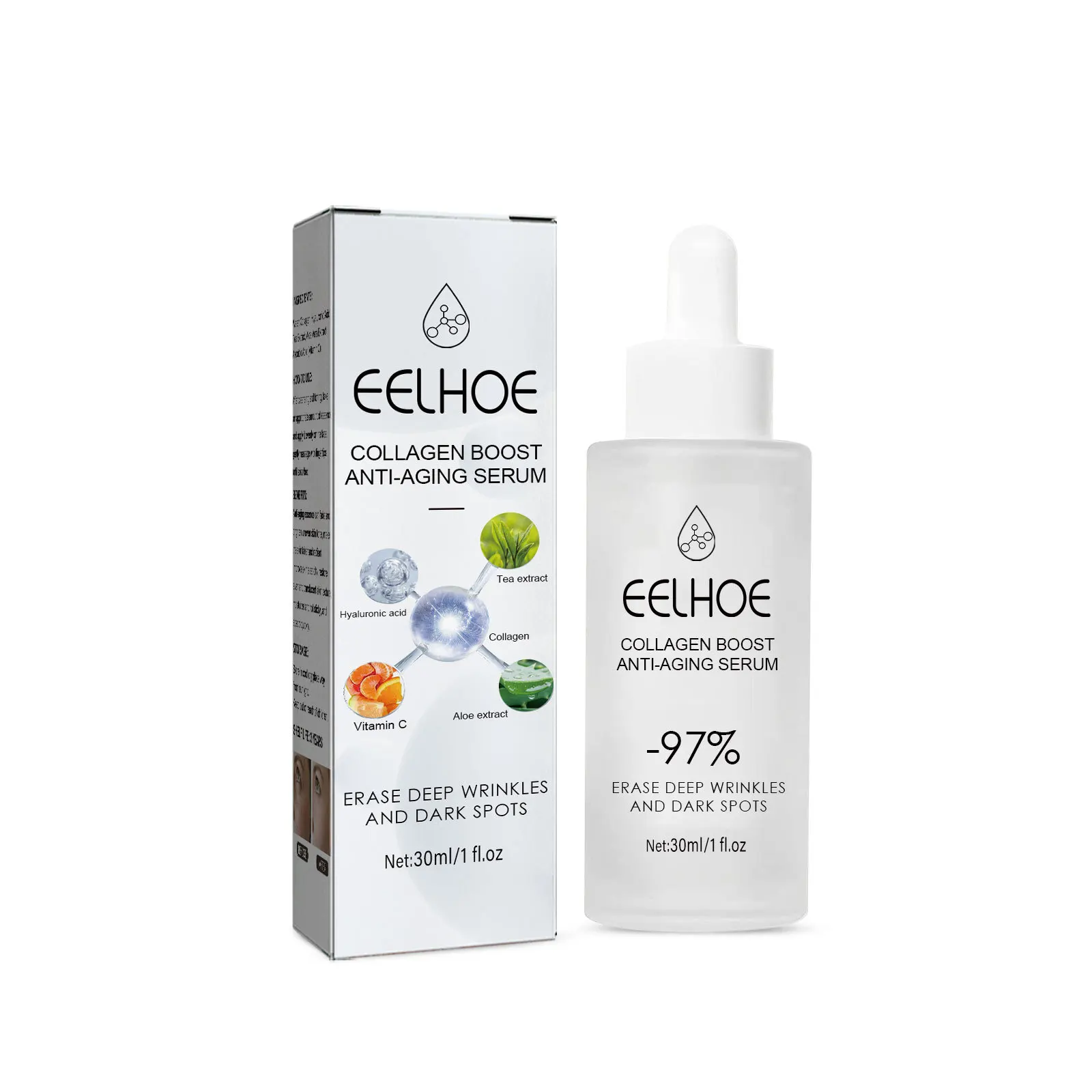 EELHOE-Colágeno Anti Aging Soro, Ácido hialurônico, Remoção de Rugas, Hidratar Apertar, Levantamento, Desvanecer-se Linhas Finas, Clareamento Essência