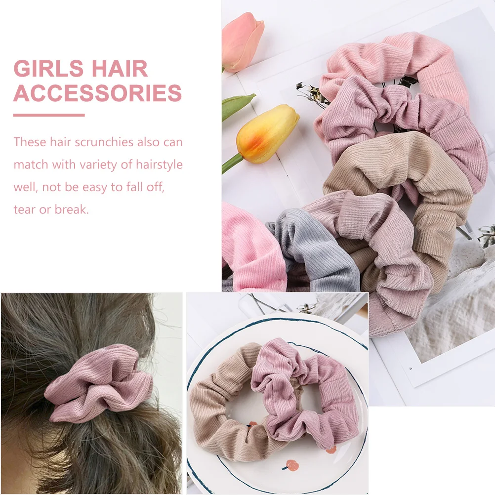 

6pcs Vintage Hair Ties Thick Scrunchies Elastic Bands for Women Girls Ponytail Comfortable Hairstyle Accessories Soft