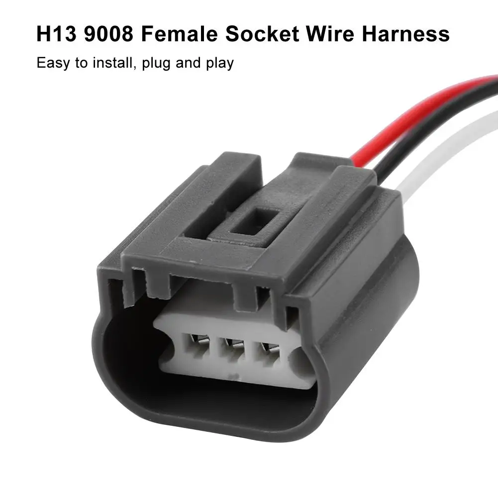 2pcs H13 9008 Female Socket Wire Harness Adapter for Bulbs | Heat-Resistant Ceramic Connector 12V