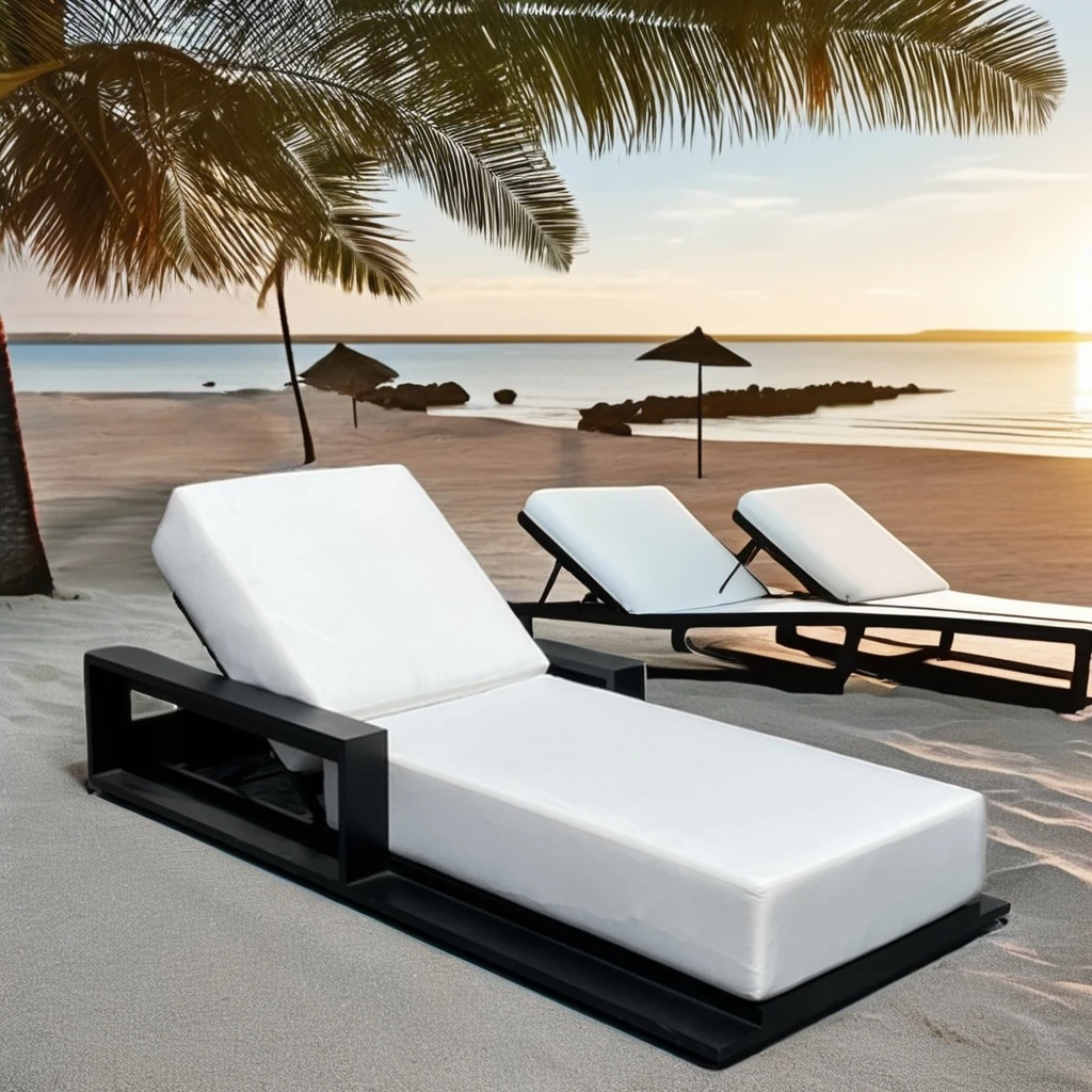 

Luxury Black Metal Aluminum Lounge Chair Outdoor Terrace Sun Bed Wholesale Beach Lounge Chairpromote sales