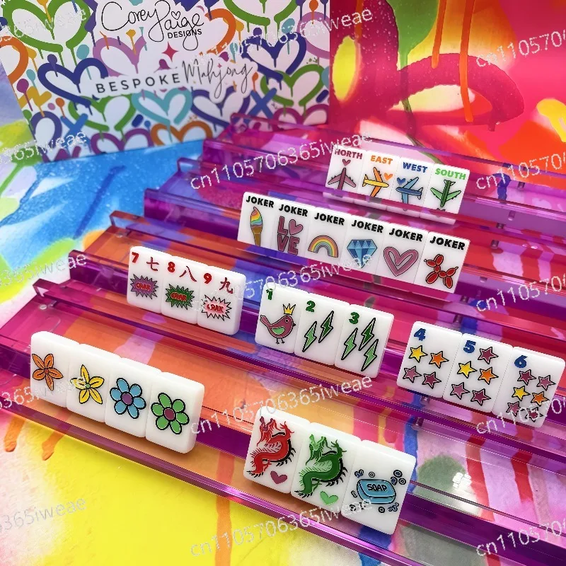 Acrylic Eco-Friendly Portable Mahjong Tiles American Mahjong Set 160-Piece Color Crush Set -Bright White
