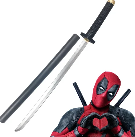 

Marvel Deadpool Double Knives Ninja Samurai Trumpet Props Halloween Cosplay Performance Rubber Simulation Sword Set Surprise Toy