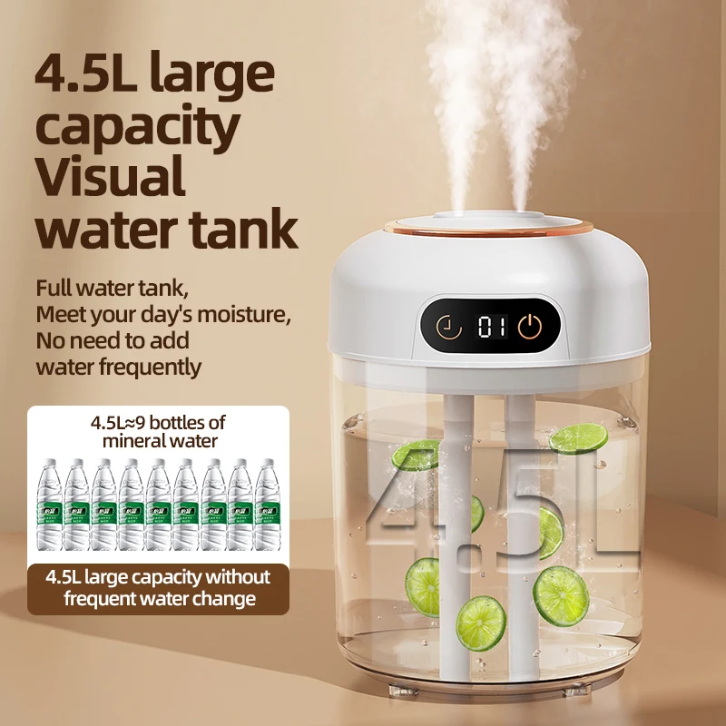 Dual Nozzle 4.5L Large Capacity Digital Home Aromatherapy Humidifier,  Remote ControlUSB Bedroom Desktop Air Humidifier