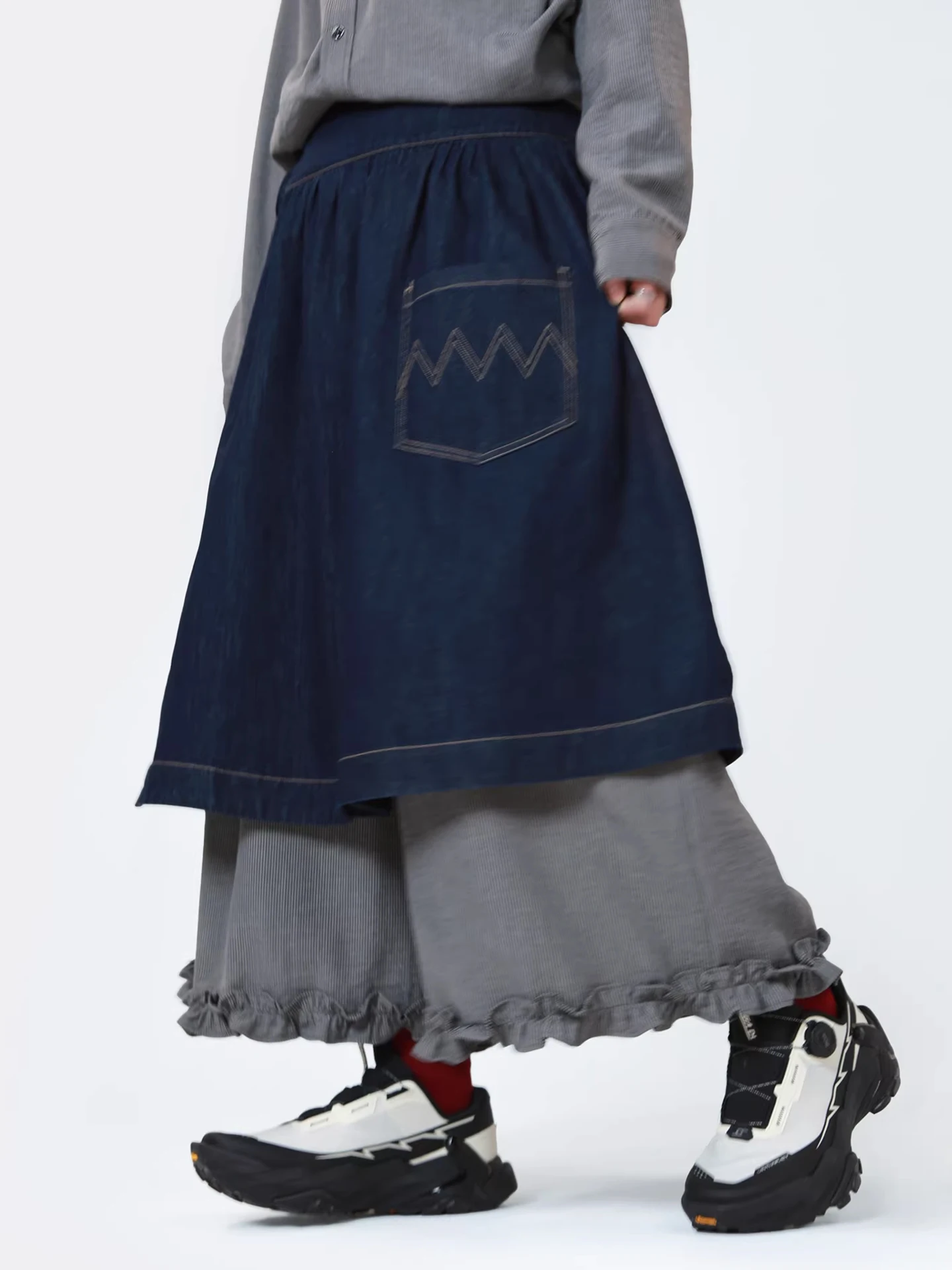 

Ретро-синяя джинсовая юбка А-силуэта с высокой талией, женская модная универсальная юбка-зонтик, оригинальный дизайн, для повседневной носки и поездок на работу