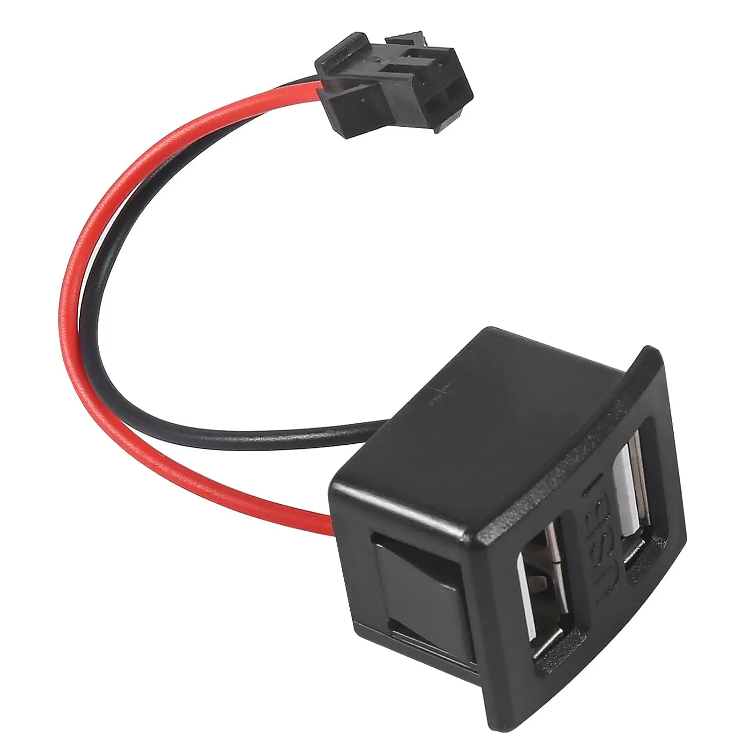 Black Double Layer USB Female Base Dual USB Socket and Female USB Lamp Charging Socket Power Socket with Cable Connector