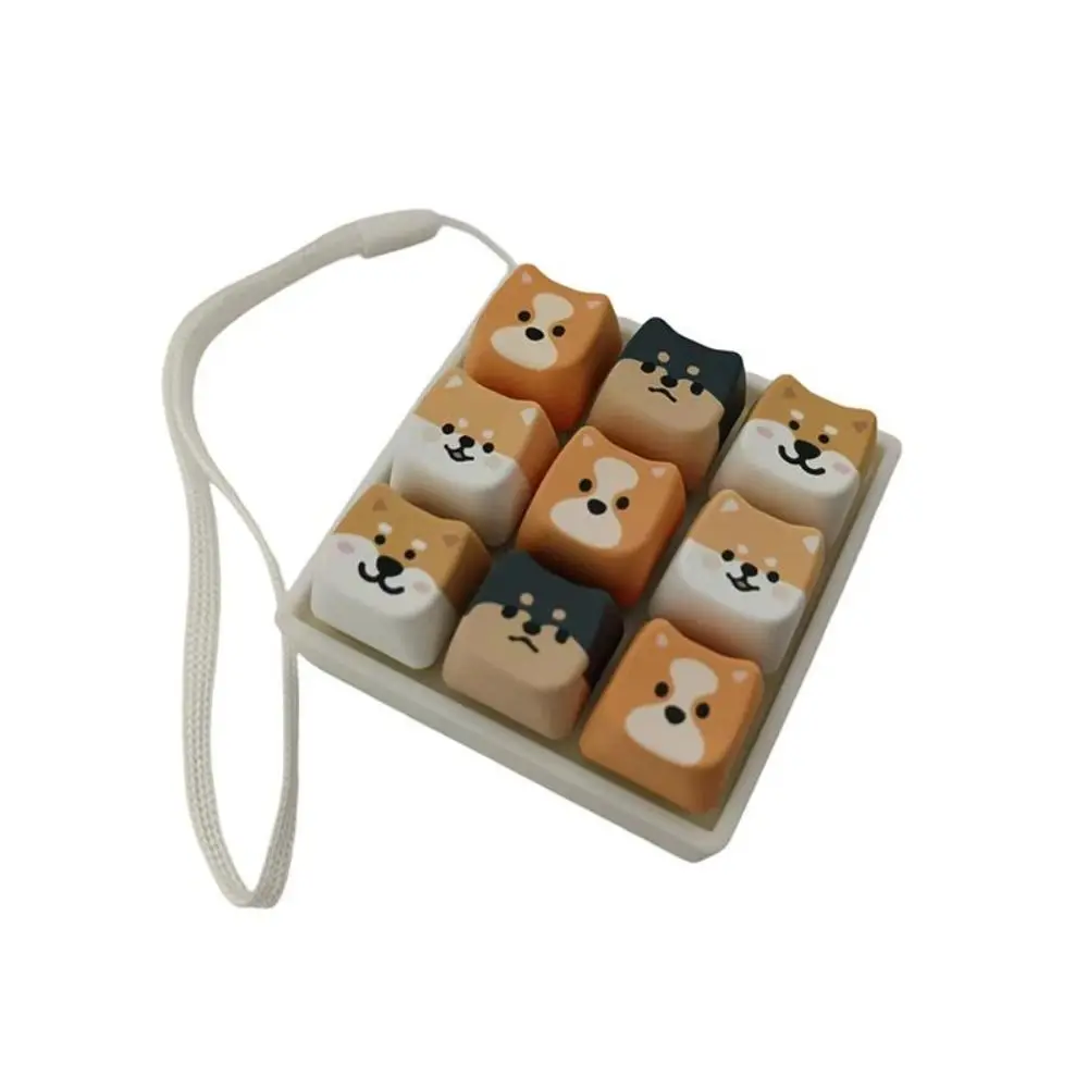 Creative Backpack Pendant Keyboard Key Ring Shiba Inu Cute Animal Puppy Keychain Fingertip Fidget Keycap Keychain Children Gift