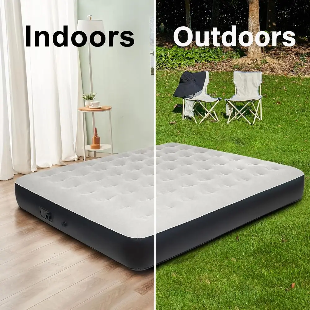 Materassino gonfiabile portatile King-Size con pompa integrata per campeggio all'aperto
