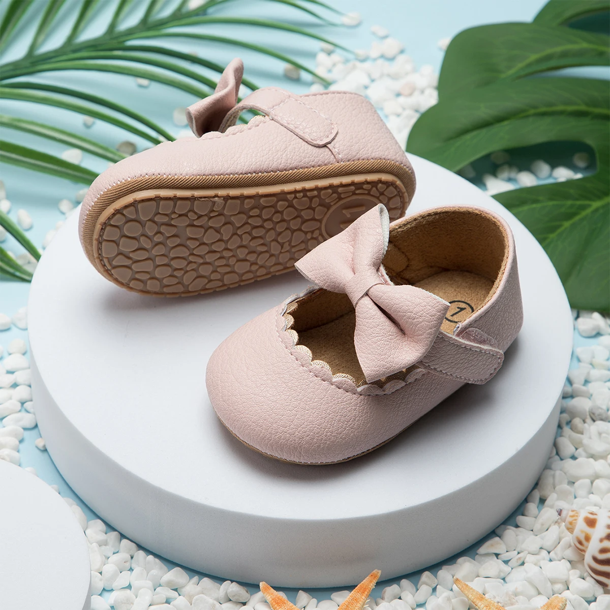 Meckior Baby Girl Shoes Leather Rubber Sole Anti-slip Toddler First Walkers Infant Crib Shoes Newborn Girl New Baby Shoes