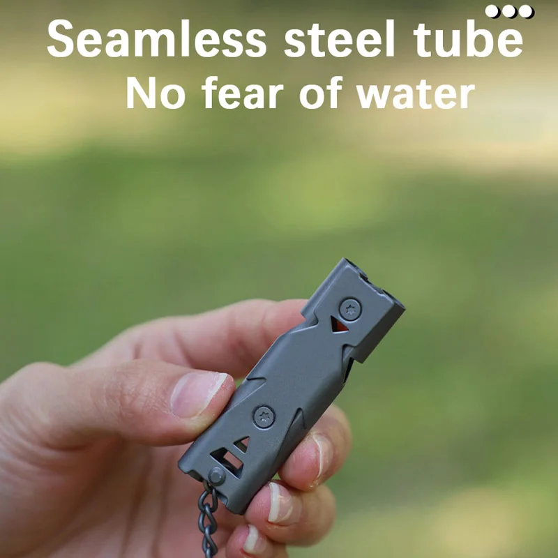 Outdoor essentials 150DB Dubbele Buis Hoogfrequente Hoge Decibel Survival Fluitje Outdoor Rescue Staal Metaal Survie Accessoires