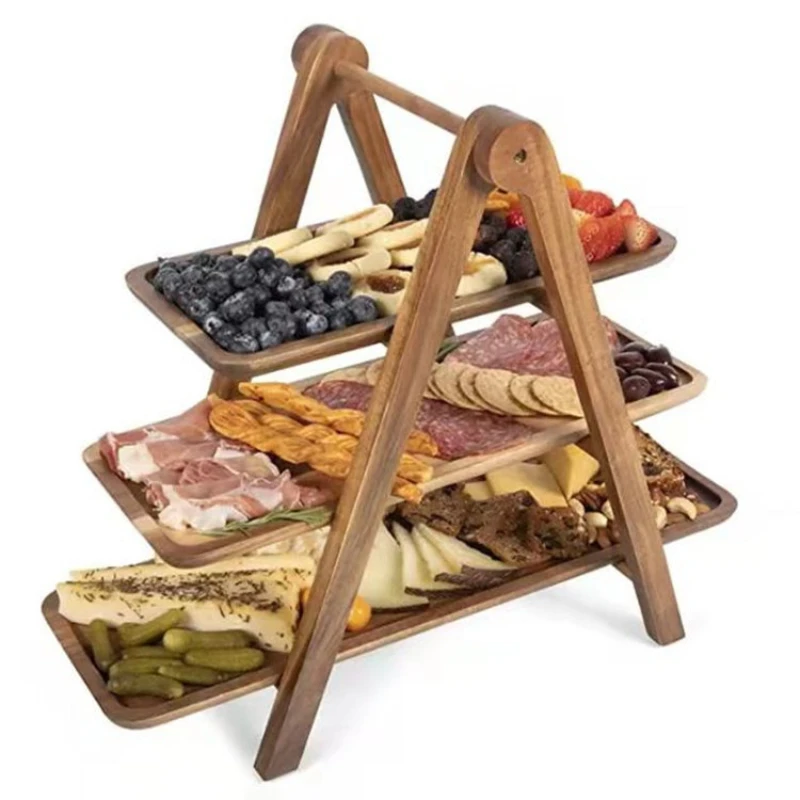 

Hot Sale 3 Tier Serving Tray Wood Tiered Tray Decor Cake Stand Farmhouse Tiered Tray Party Serving Trays Hot Selling