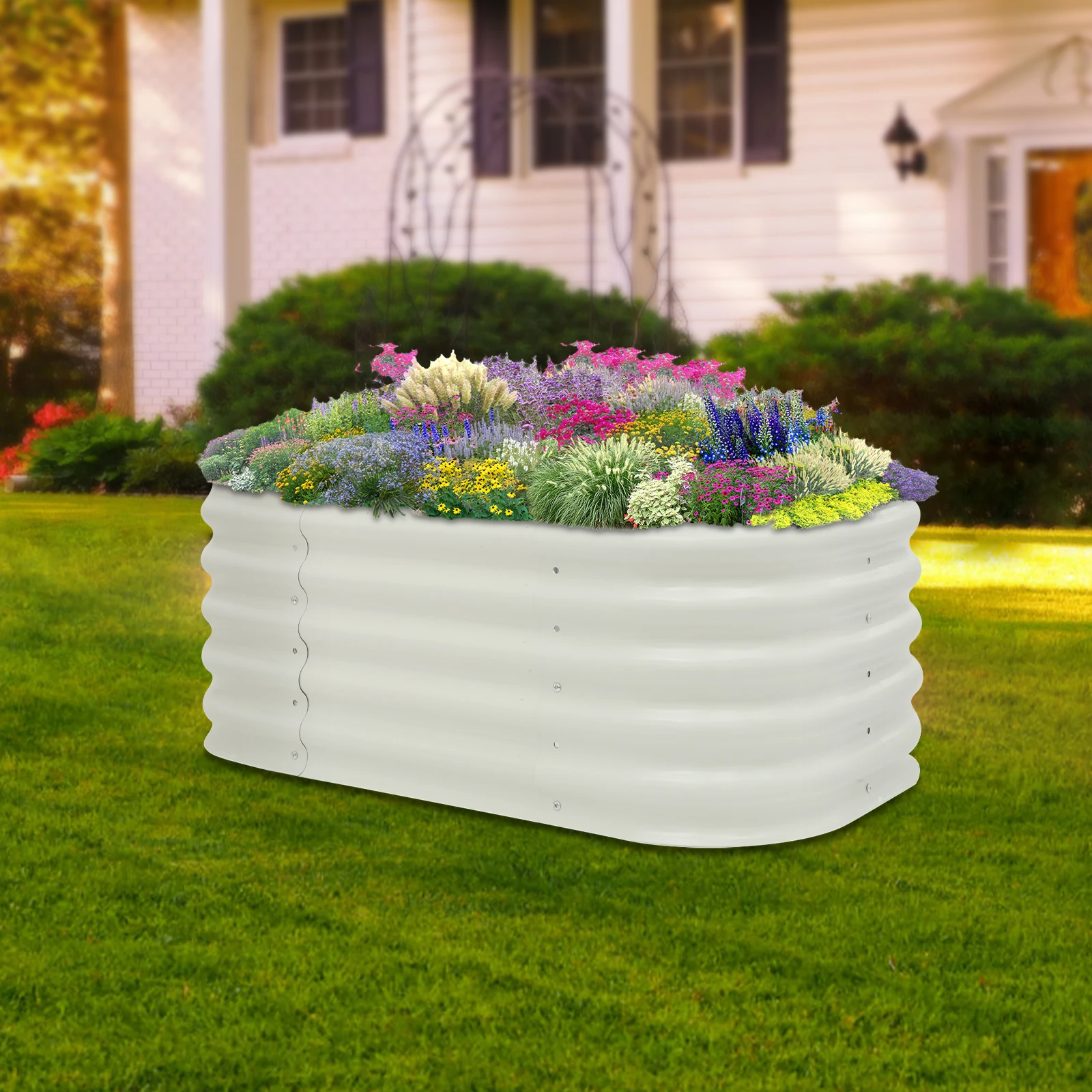 

105*60*43cm Raised Garden Bed Aluminum-zinc Plated Steel Garden Beds Outdoor Garden Raised Planter Box for Garden Courtyard