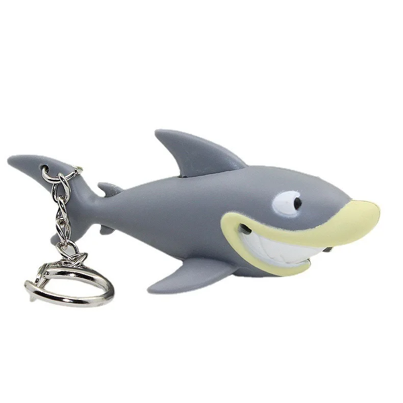 keychain shark Pendant Bag Ornament Keychain Mini Shark Animal LED Light Sound Torch Bag Ornament