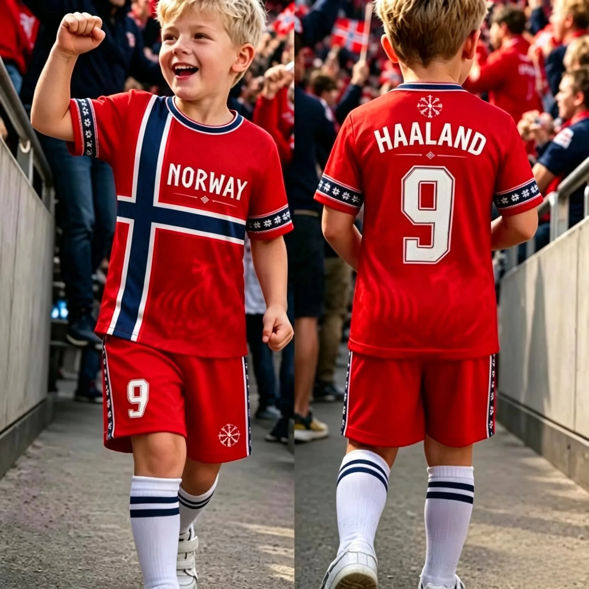 2026 Boys HAALAND No.9 Football Jersey Tee Shorts Set Women Men Norway Football Fans Shirt Shorts Set Kids Tracksuit 2 Piece Set
