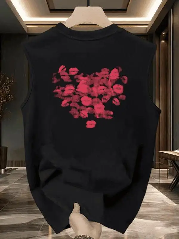 

Cotenn on Men's Pure Cotton Loose Fit Tank Top Summer Sport Fitn T-irt Youth Faion Sun Protection round Ne Print