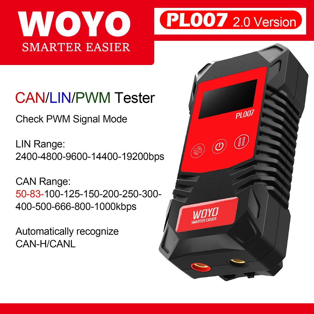 WOYO PL007 CAN LIN Bus Tester - Ferramenta de reparo automotivo de medição de tensão de análise de sinal PWM