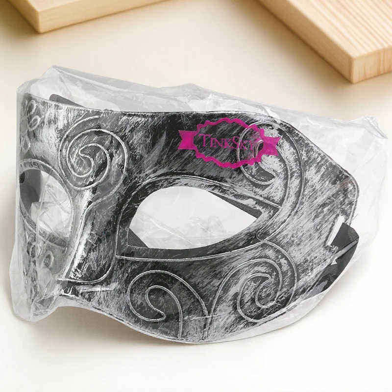 

Roman Fighter Masquerade Mask Men Silver Hard PVC Elastic Band Halloween Fancy Dress Ball Masked Ball Masquerade Mask
